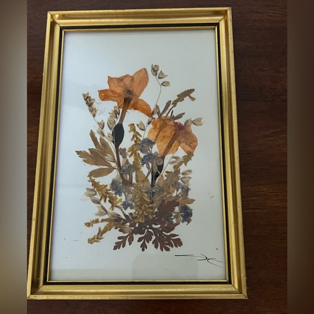 Vintage Tirol Austria Framed Pressed Flowers & Homemade Framed Butterfly 2 Pc - Picture 2 of 13